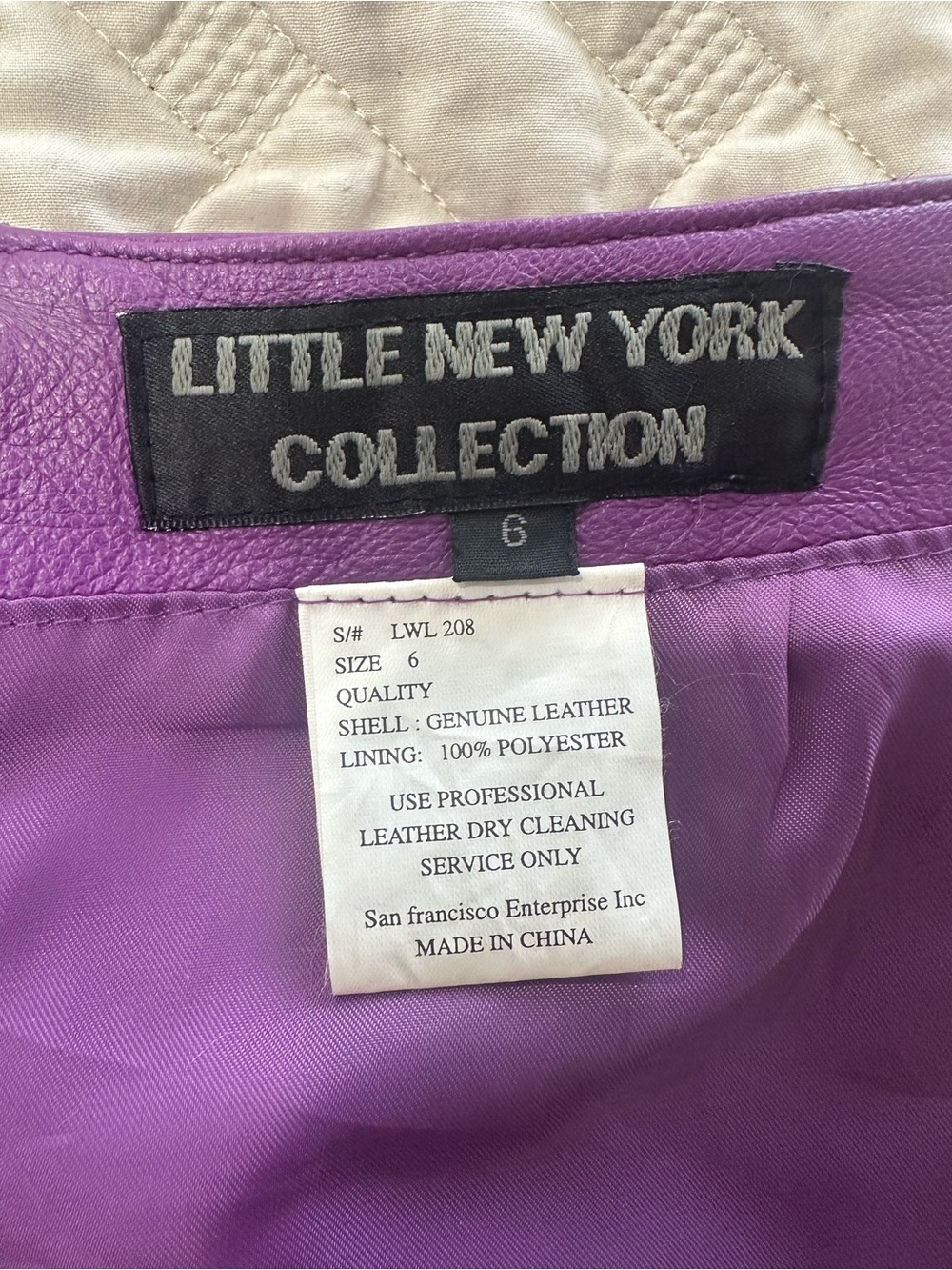 Vintage Little New York Collection Purple Genuine Leather Knee Length Skirt - Picture 6 of 11